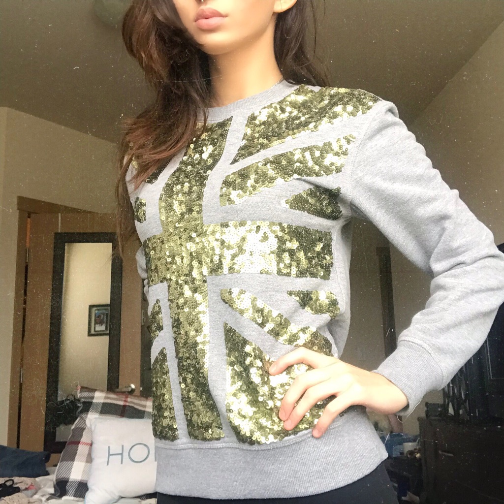 Gray Sequin Pull Over Sweater